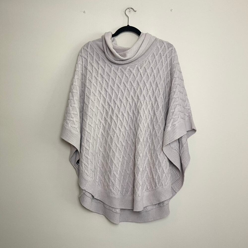 Chicos Knit Ribbed Cowl Neck Pullover Cozy Fall Pancho Women's‎ Sz L/XL